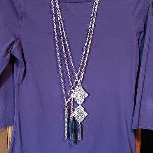 Set of 3 Long Gold-Tone Fashion Jewelry Necklaces